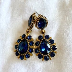 Blue Crystal Drop Earrings gypsy boho style